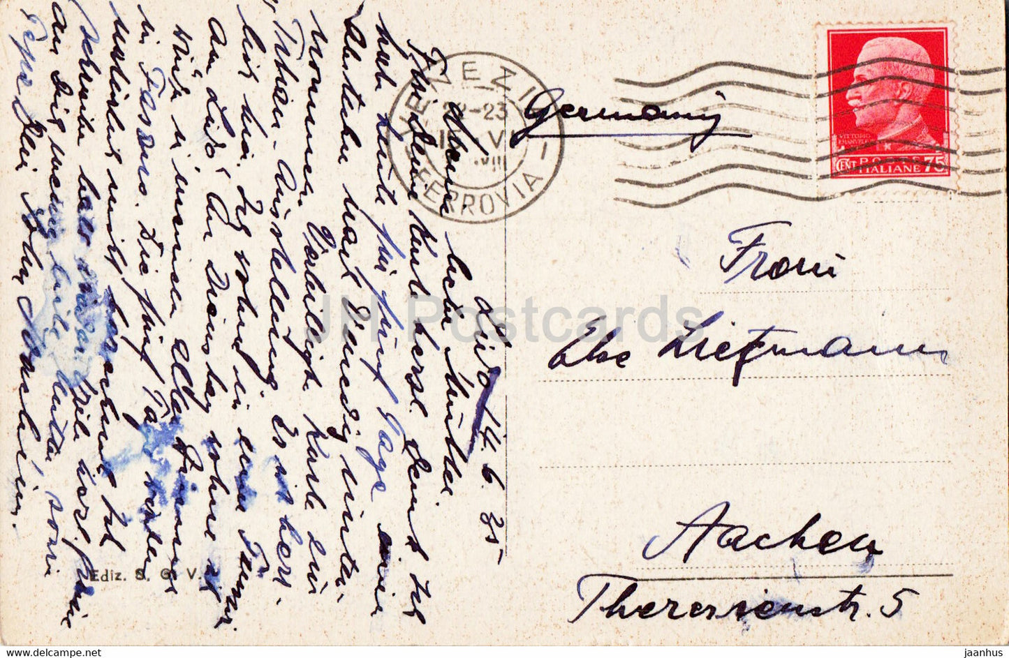 Venezia - Venice - Lido - Spiaggia - beach - old postcard - 1935 - Italy - used