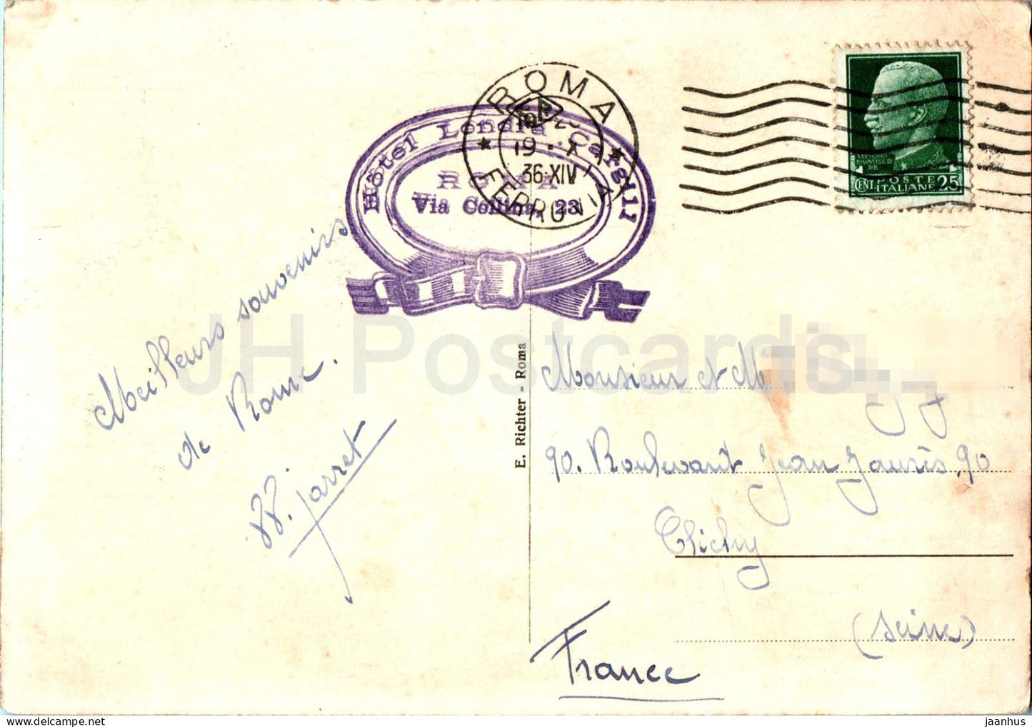 Roma - Rome - Veduta Generale del Palazzo Venezia - hotel Londra Cargill - old postcard - 70 - 1936 - Italy - used
