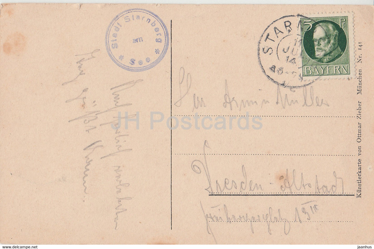 Am Starnberger See - sailing boat - old postcard - 1914 - Germany - used