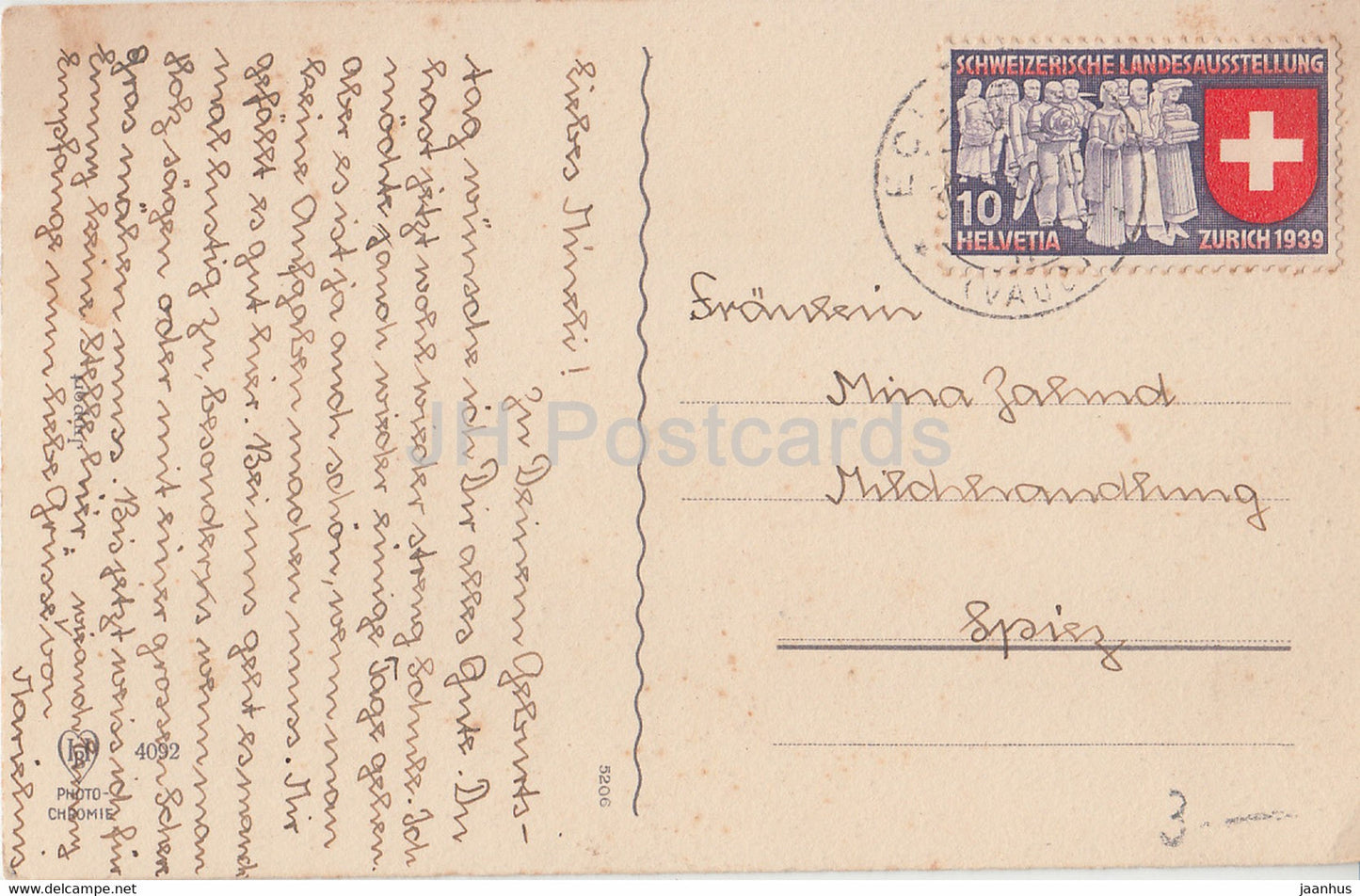 Carte de voeux anniversaire - Bonne Fête - œillets - fleurs - Photochromie - 4092 - carte postale ancienne - France - occasion