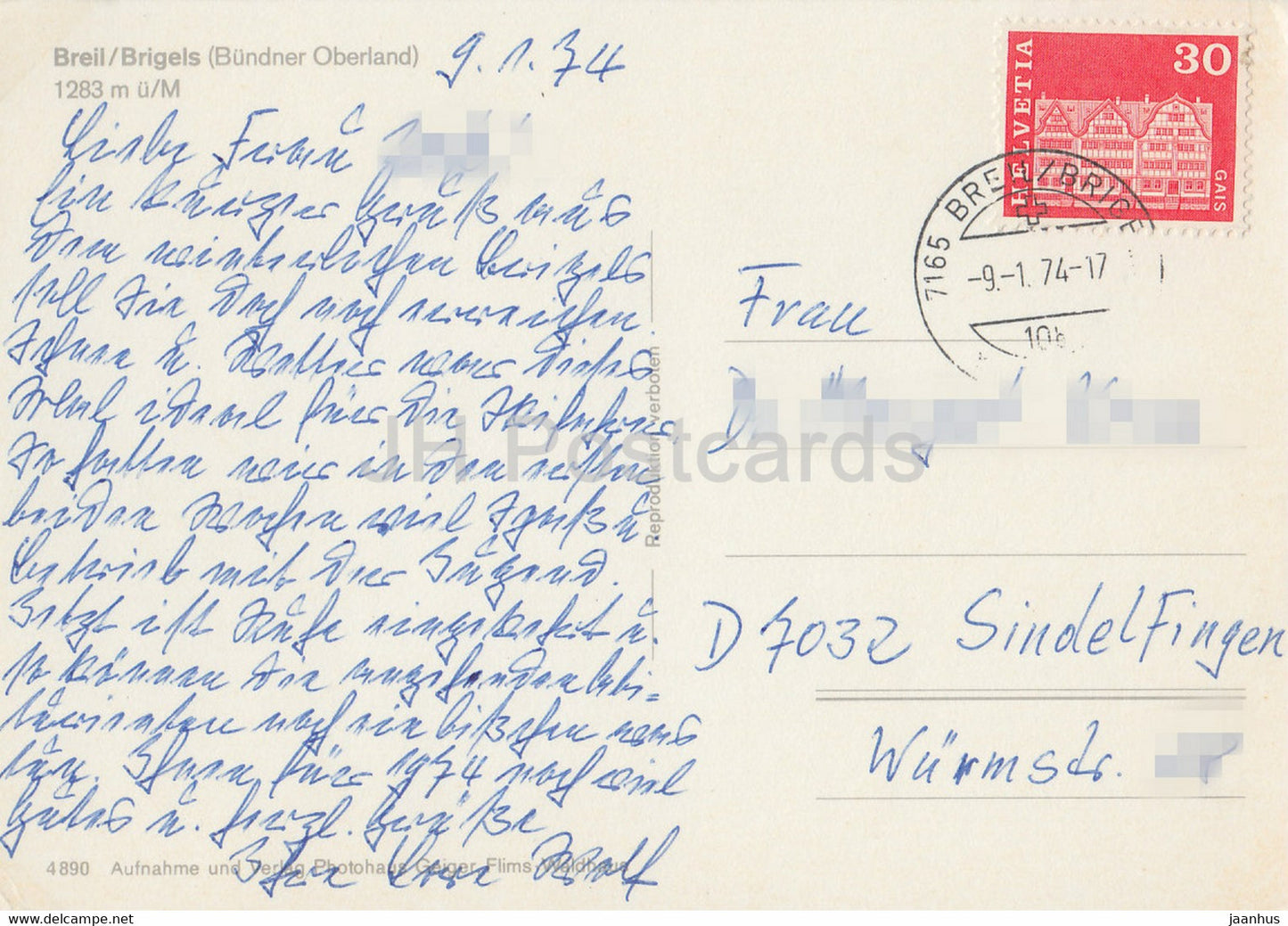 Breil Brigels - 1283 m - 1974 - Suisse - occasion