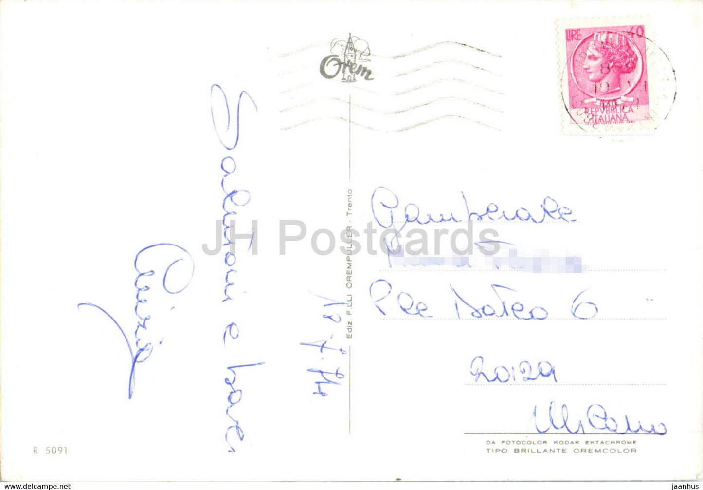 Saluti da Campitello 1442 - Dolomiti - Italy - used