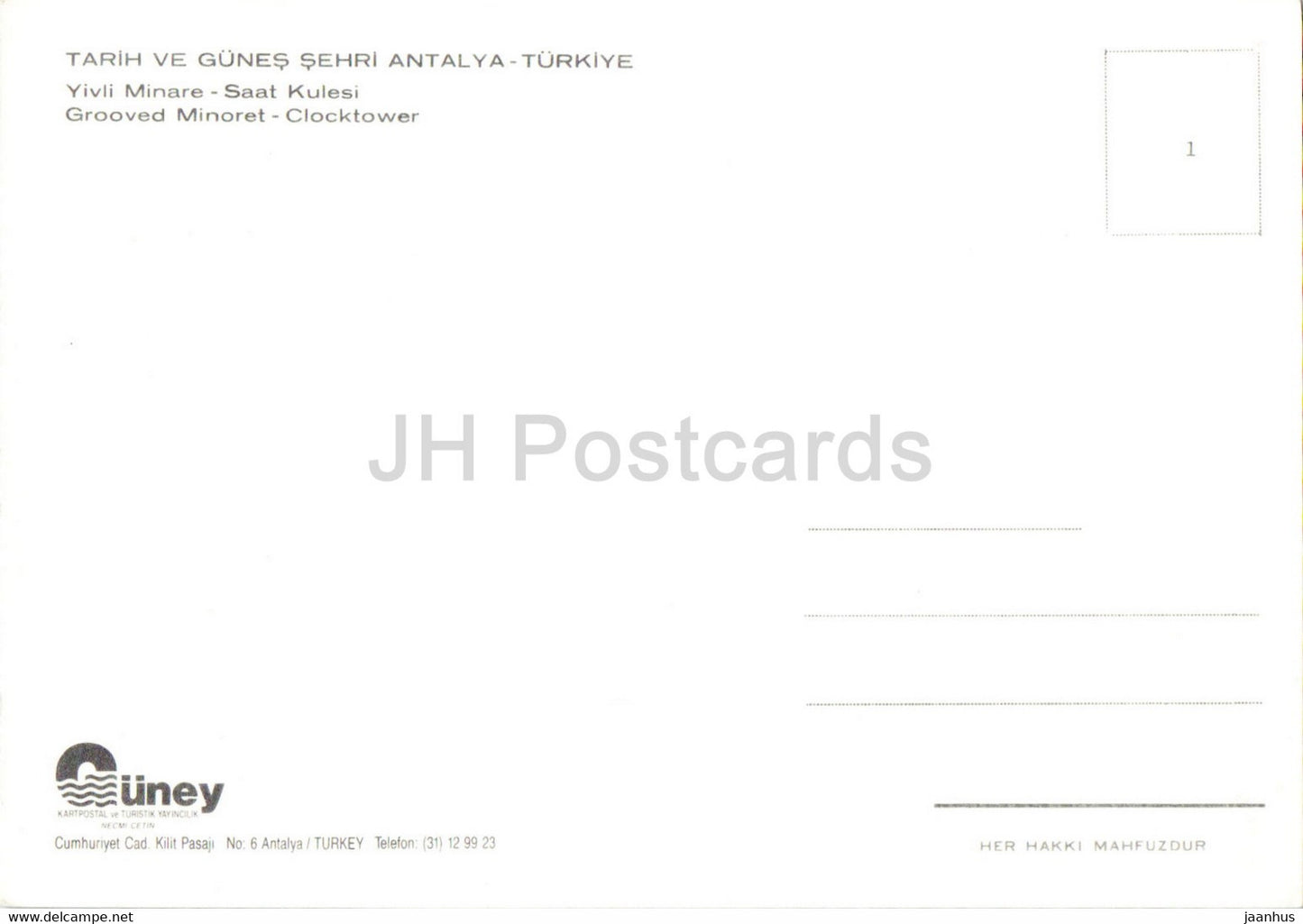 Antalya - Gerilltes Minarett - Uhrturm - Uhr - Güney - Türkei - unbenutzt