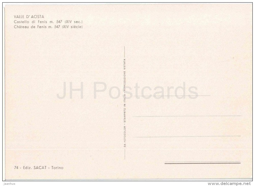 Castello di Fenis m. 547 - castle - cow - Valle d´Aosta - Aosta - Val d´Aosta - 74 - Italia - Italy - unused - JH Postcards