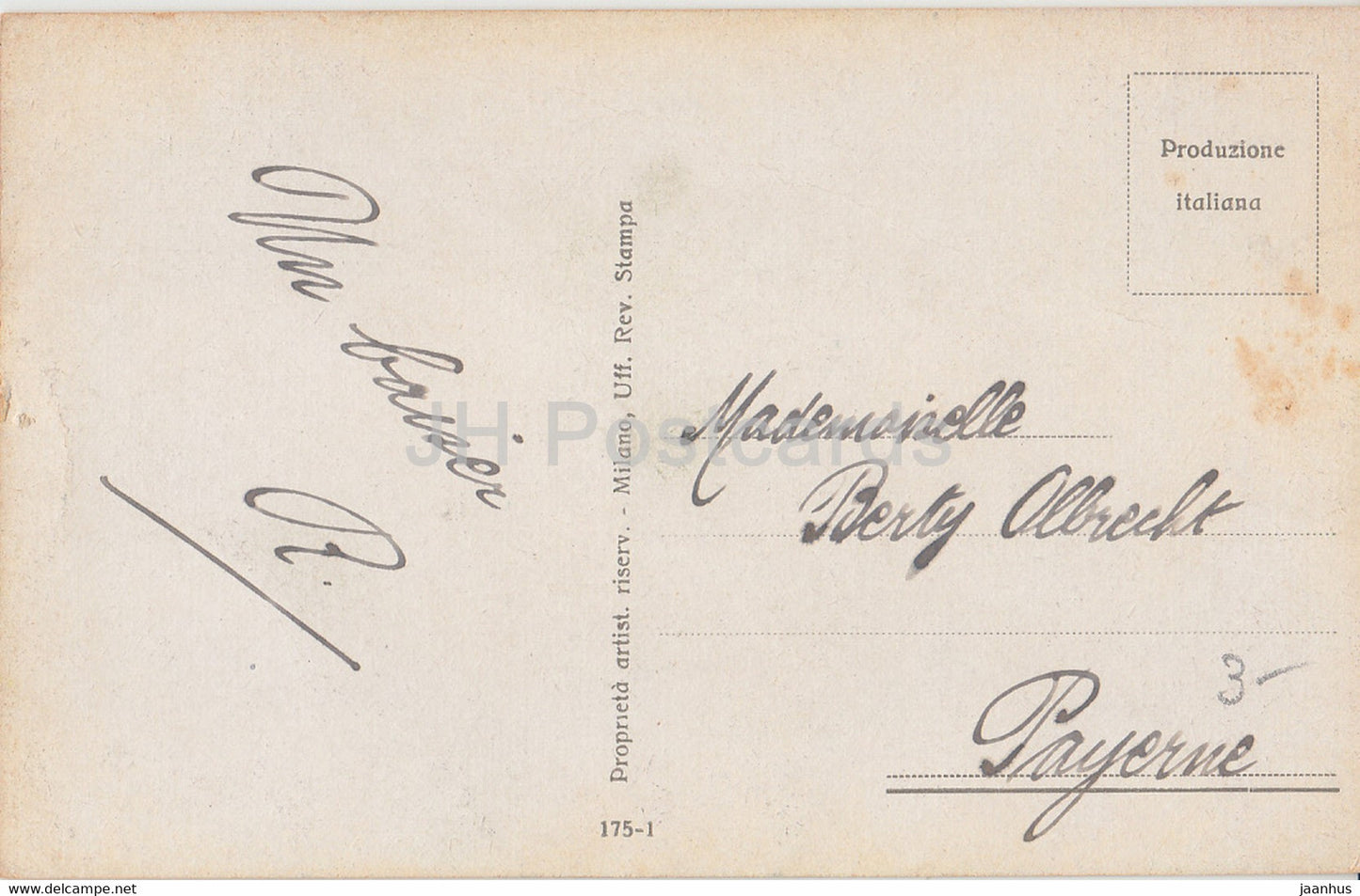 femme au chapeau - illustration de A. Simeone - carte postale ancienne - Italie - occasion