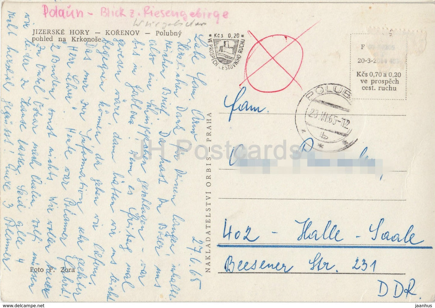 Jizerske Hory - Korenov - Krkonose view - Czechoslovakia - Czech Republic - 1965 - used