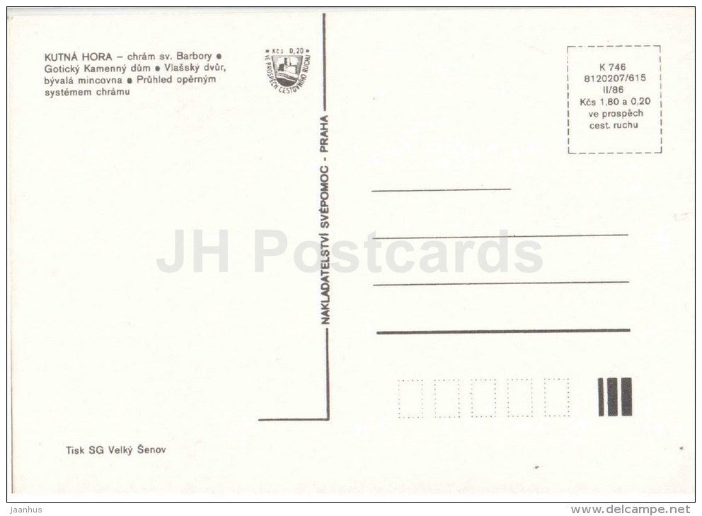 Kutna Hora - St. Barbara cathedral - Italian court , former mint - Czechoslovakia - Czech - unused - JH Postcards