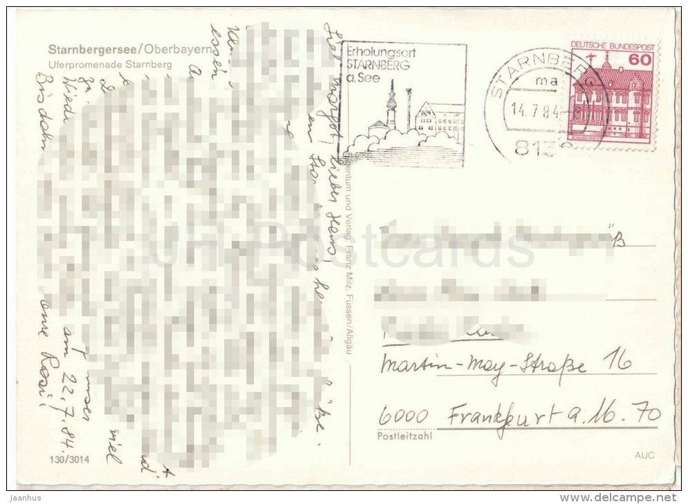 Starnbergersee , Oberbayern - Uferpromenade Starnberg - 130/3014 - Germany - 1984 gelaufen - JH Postcards