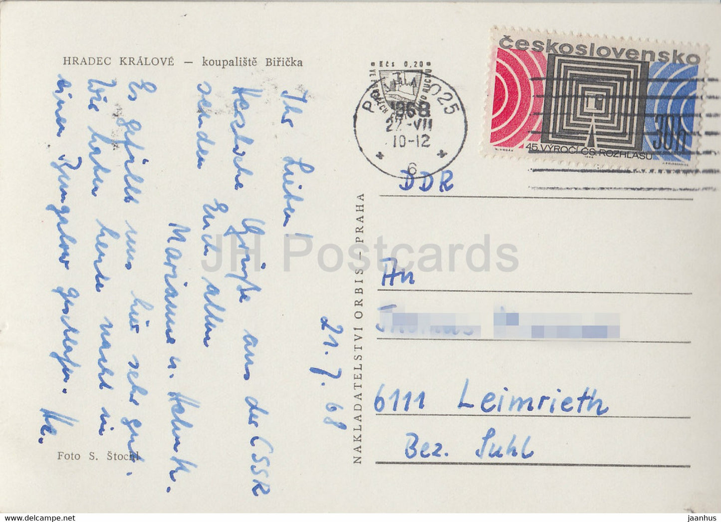 Hradec Kralove - koupaliste Biricka - beach - 1968 - Czechoslovakia - Czech Republic - used