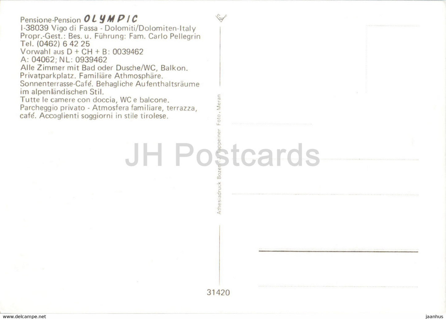 Pension Pensione Olympic – Vigo di Fassa – Auto – Italien – unbenutzt