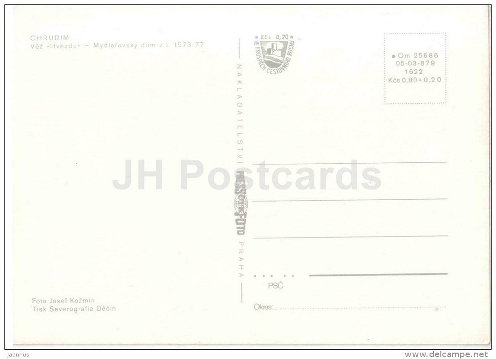 Chrudim - castle Hvezda - Mydlarovsky house - Czechoslovakia - Czech - unused - JH Postcards