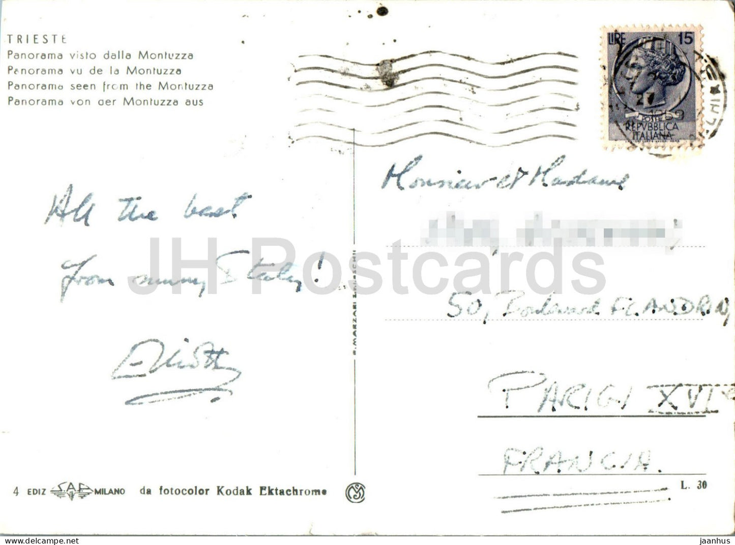 Trieste - Panorama visto dalla Montuzza - 4 - 1969 - Italie - utilisé