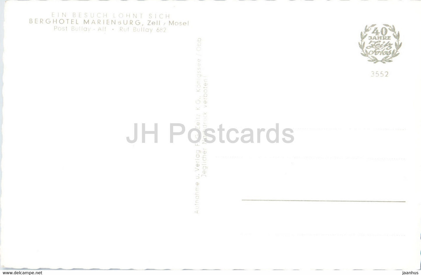 Blick ins Moseltal bei Bullay Alf - Berghotel Marienburg - old postcard - Germany - unused