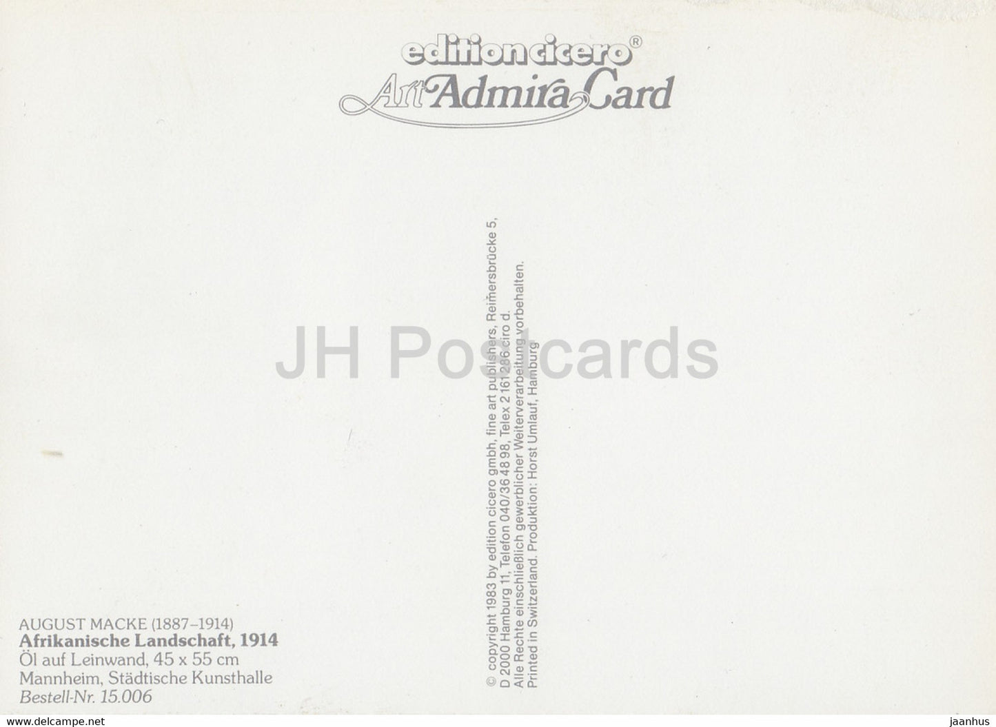 painting by August Macke - Afrikanische Landschaft - German art - 2000 - Germany - unused