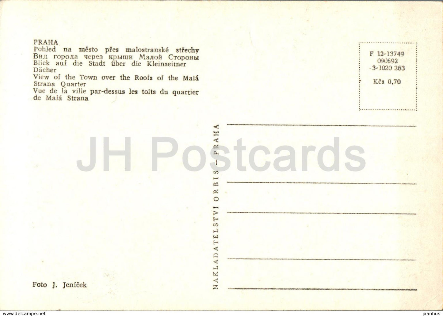 Praha - Prag - Blick auf die Stadt über den Dächern des Mala Strana-Viertels - Tschechien - Tschechoslowakei - ungebraucht