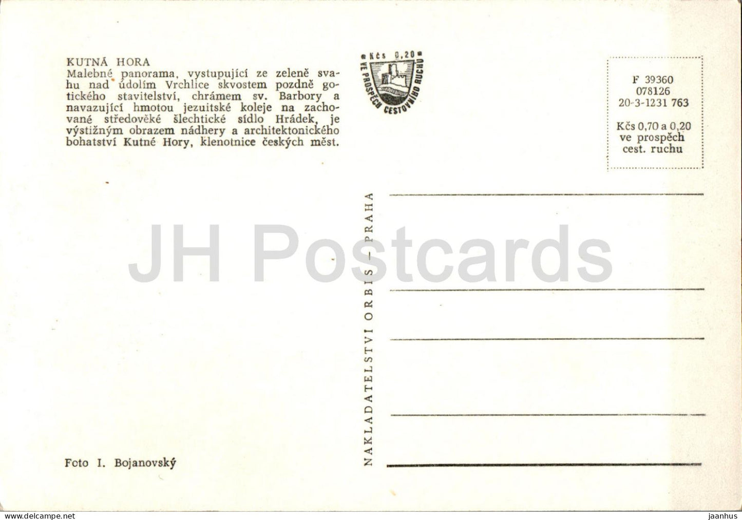 Kutna Hora - panorama - Czech Repubic - Czechoslovakia - unused