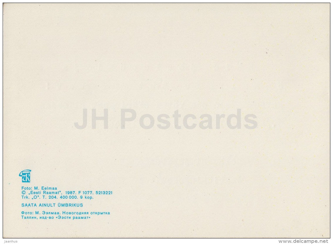 New Year Greeting card - 1 - dwarf - puppet - 1987 - Estonia USSR - used - JH Postcards