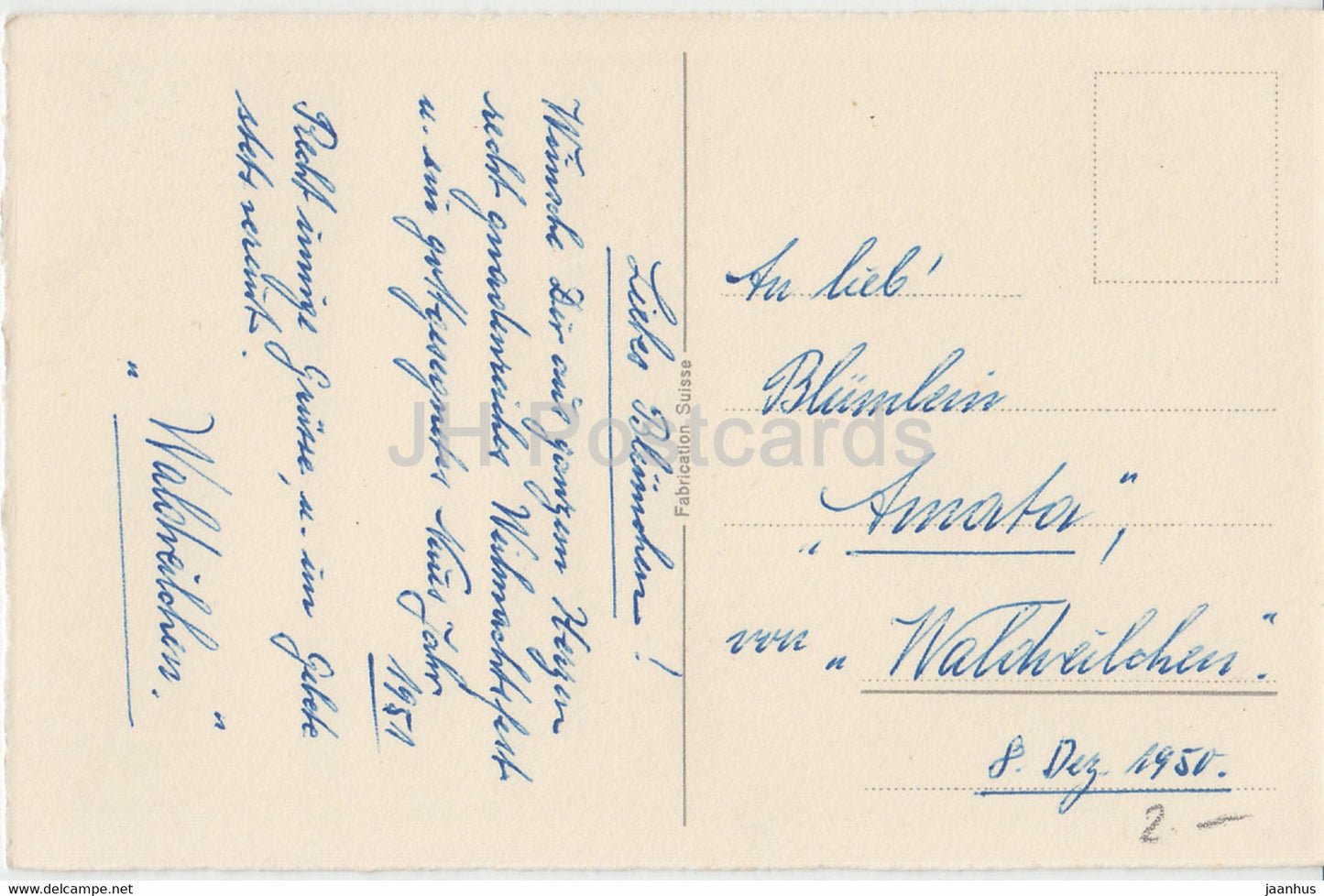 Christmas Greeting Card - Frohliche Weihnachten - angels - old postcard - 1950 - Germany - used