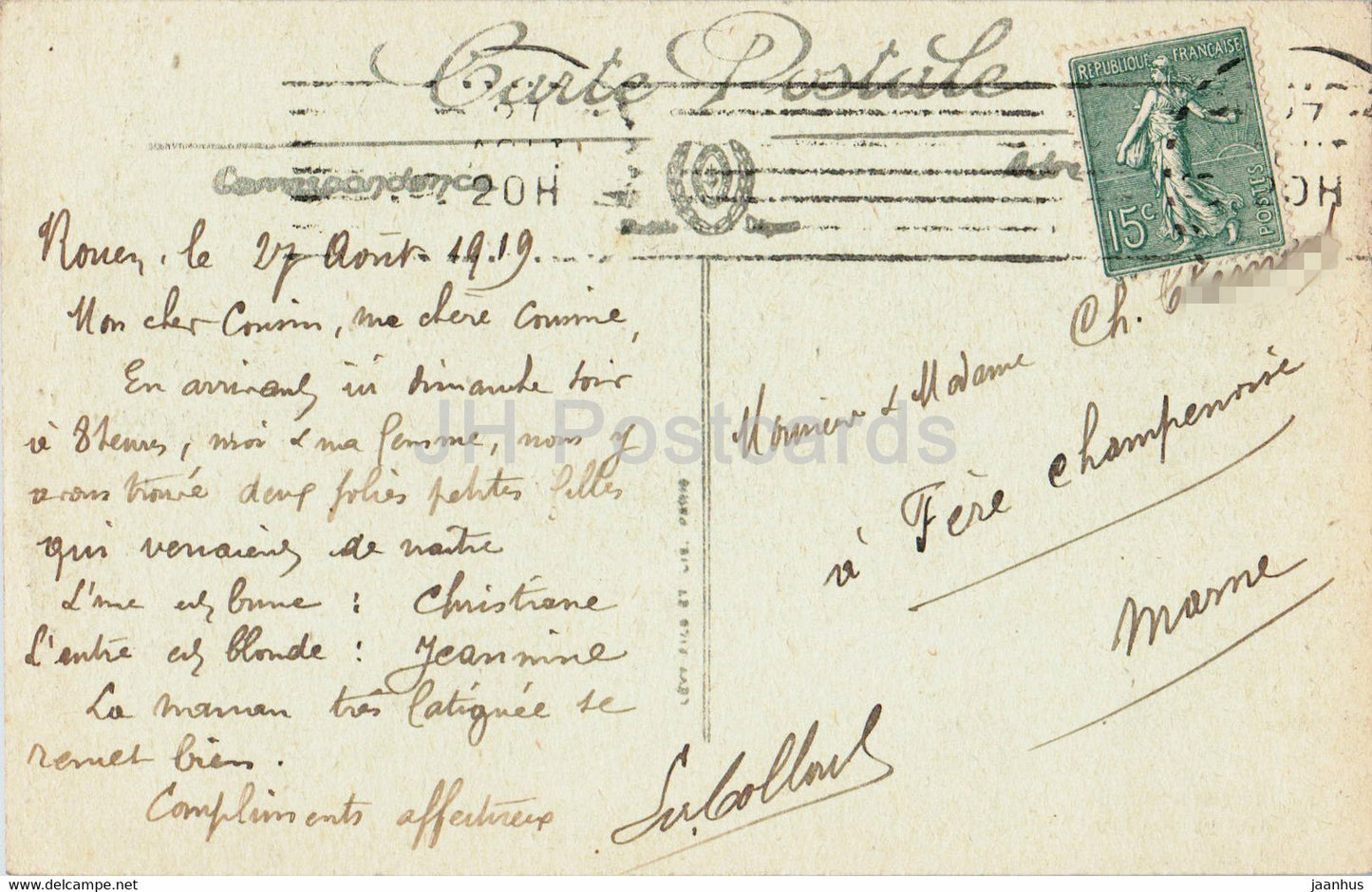 Rouen - Vue Panoramique - 442 - old postcard - 1919 - France - used