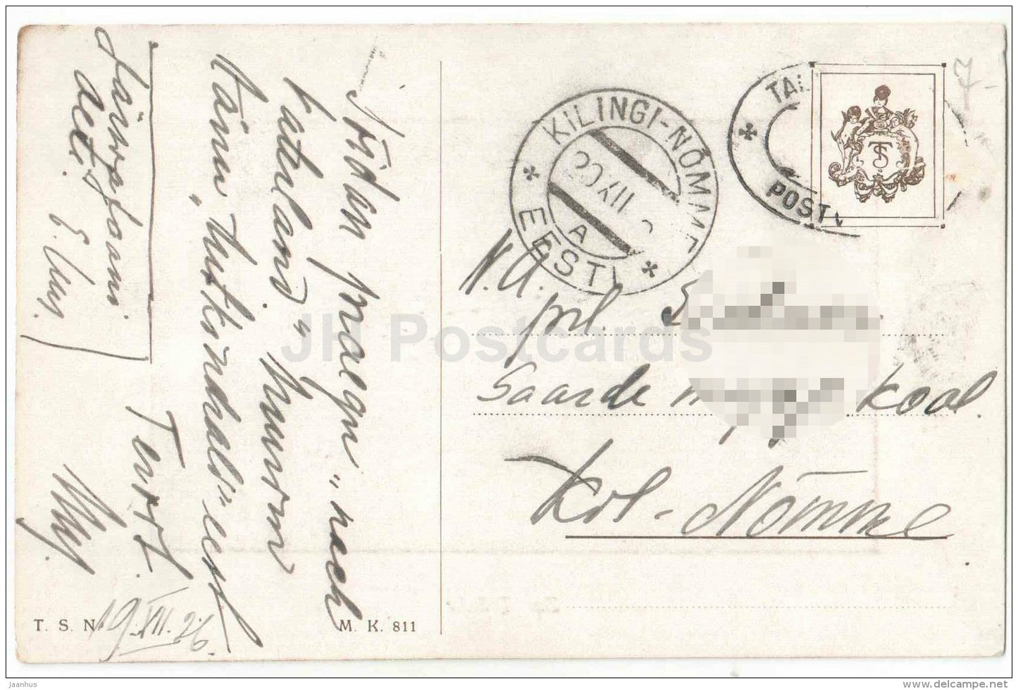 Zur Tränke - horses - illustration - T.S.N. - M. K. 811 - Germany - circulated in Estonia Kilingi-Nõmme 1926 - JH Postcards