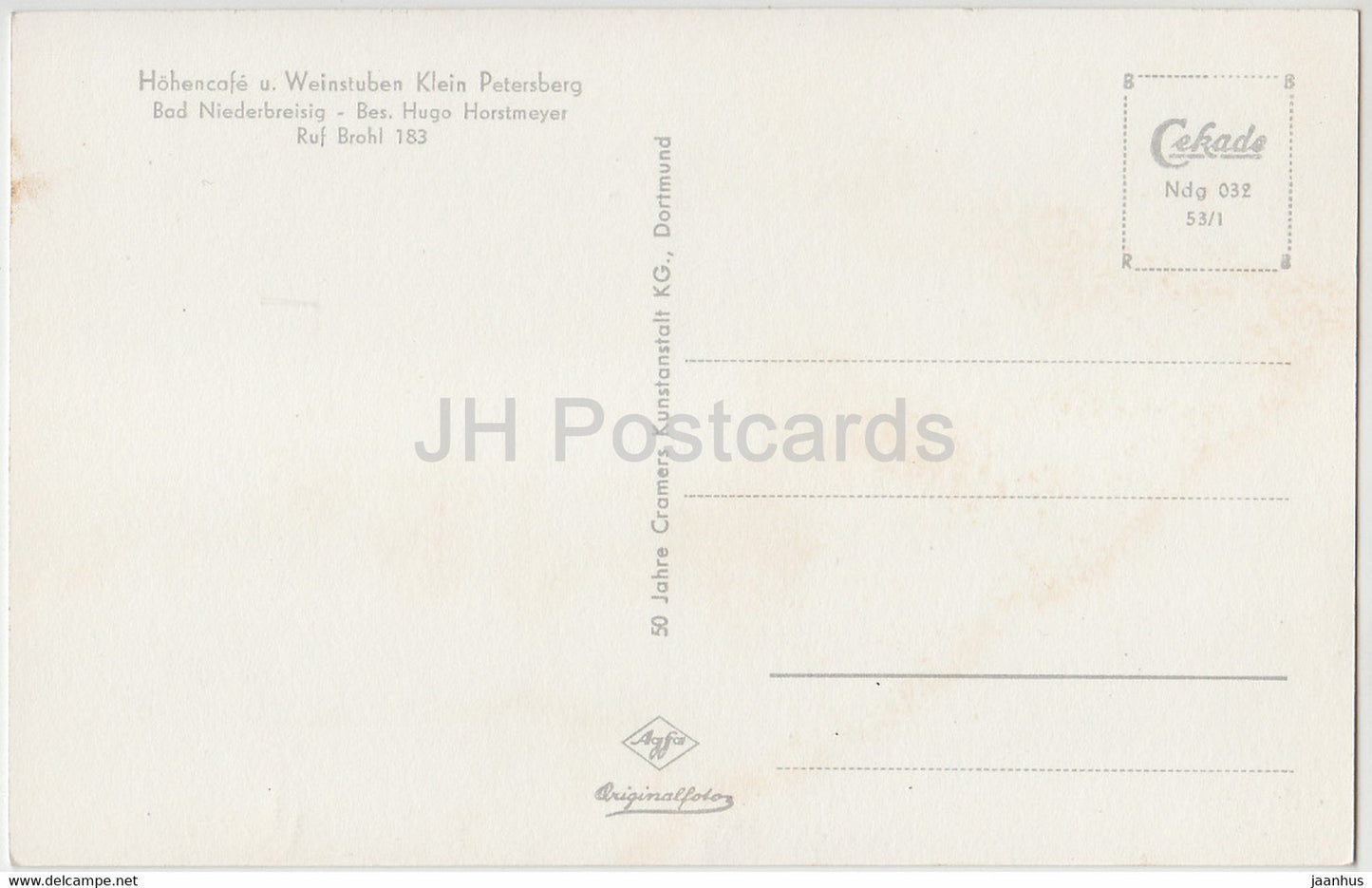 Bad Niederbreisig Hohencafe u Weinstuben Klein Petersberg - Deutschland - unbenutzt