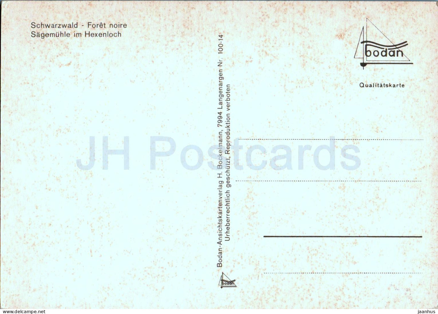 Schwarzwald - Sagemuhle im Hexenloch - moulin à eau - 100-14 - Allemagne - inutilisé