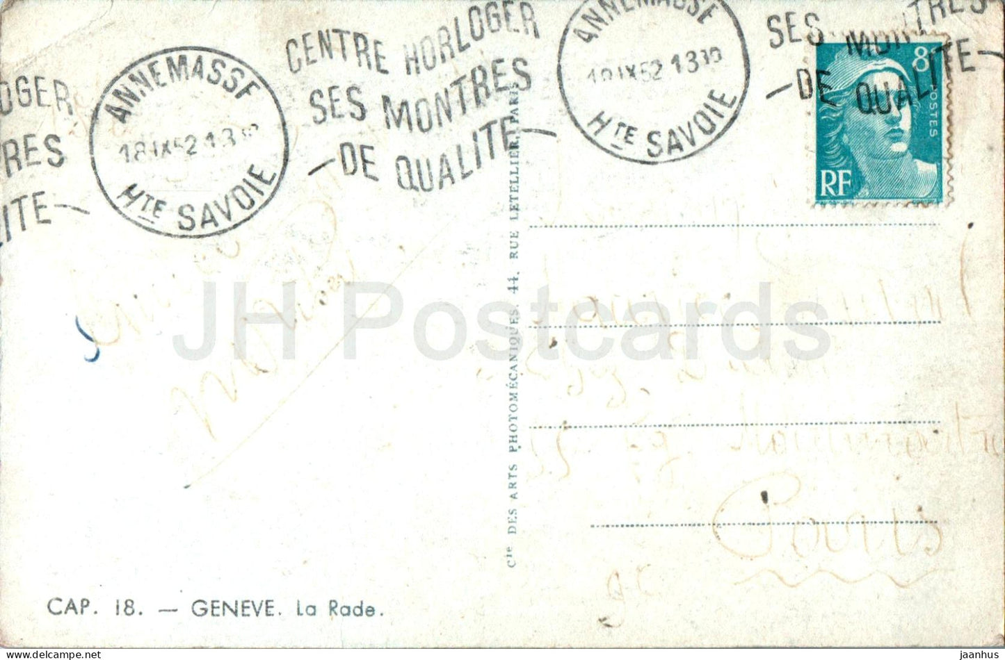 Geneve - Genf - La Rade - Boot - 18 - alte Postkarte - 1952 - Schweiz - gebraucht