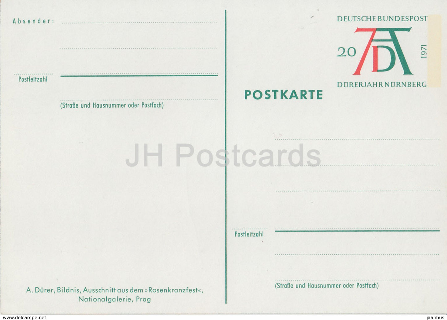 peinture d'Albrecht Durer - Rosenkranzfest - détail - Festival du Rosaire - Art allemand - 1971 - Allemagne - inutilisé