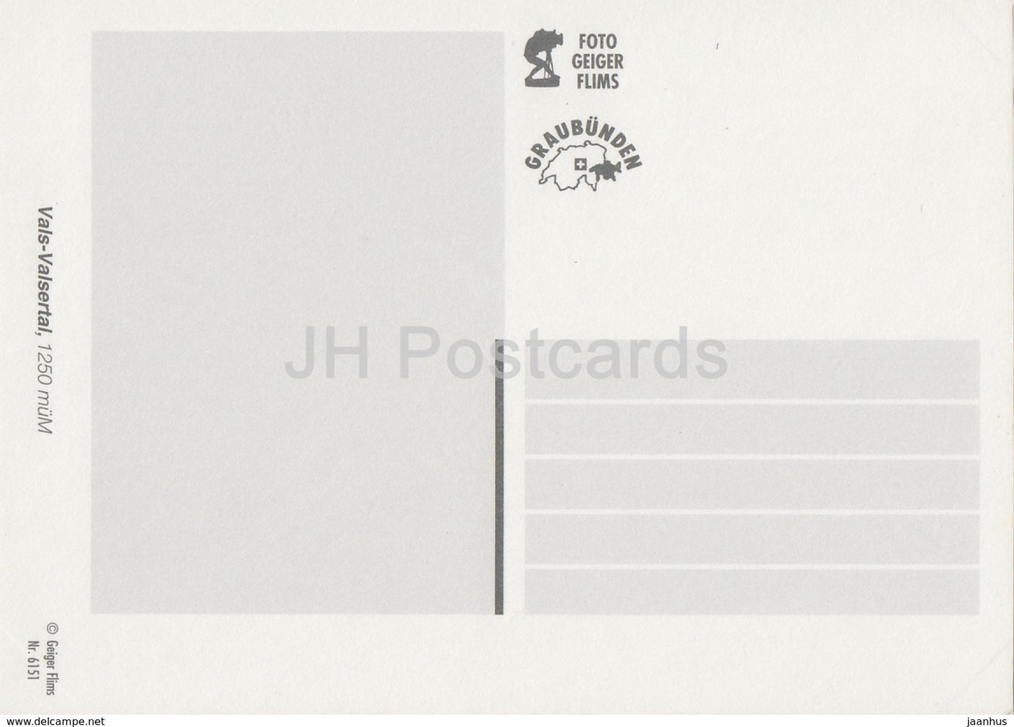 Vals Valsertal 1250 m - 6151 - Switzerland - unused