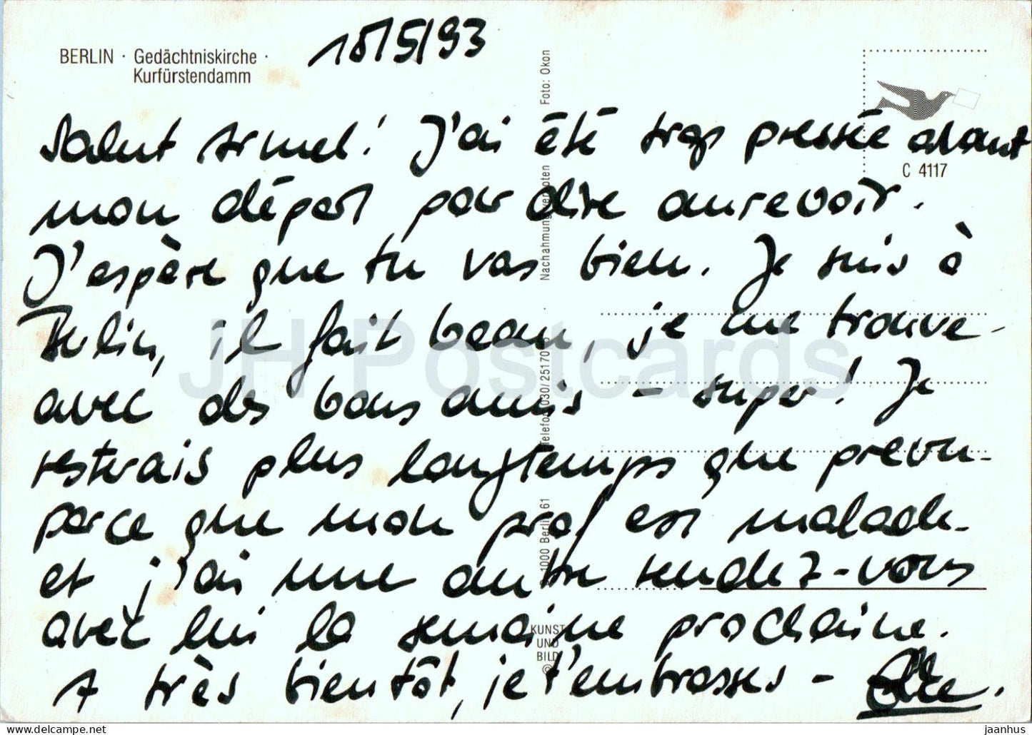 Berlin - Gedächtniskirche - Kurfürstendamm - 4117 - 1993 - Deutschland - gebraucht