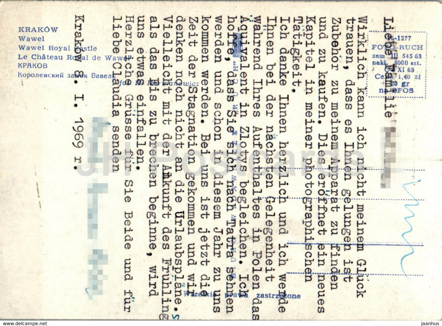 Krakow - Wawel - Royal Castle - 1969 - Poland - used