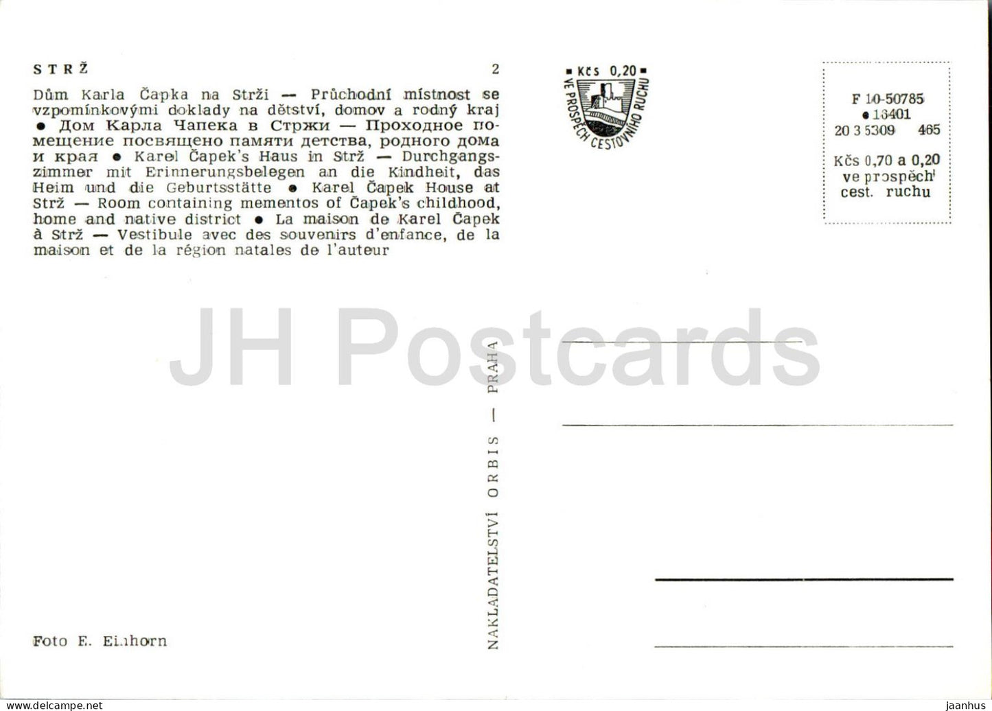 Strz - Maison de l'écrivain tchèque Karel Capek - souvenirs de l'enfance de Capek - musée - République tchèque - Tchécoslovaquie - inutilisé