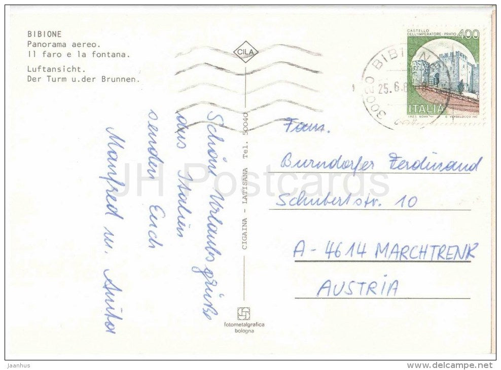 Panorama Aereo - Il Faro e la Fontana - beach - lighthouse - Bibione - Veneto - Italia - Italy - used - JH Postcards