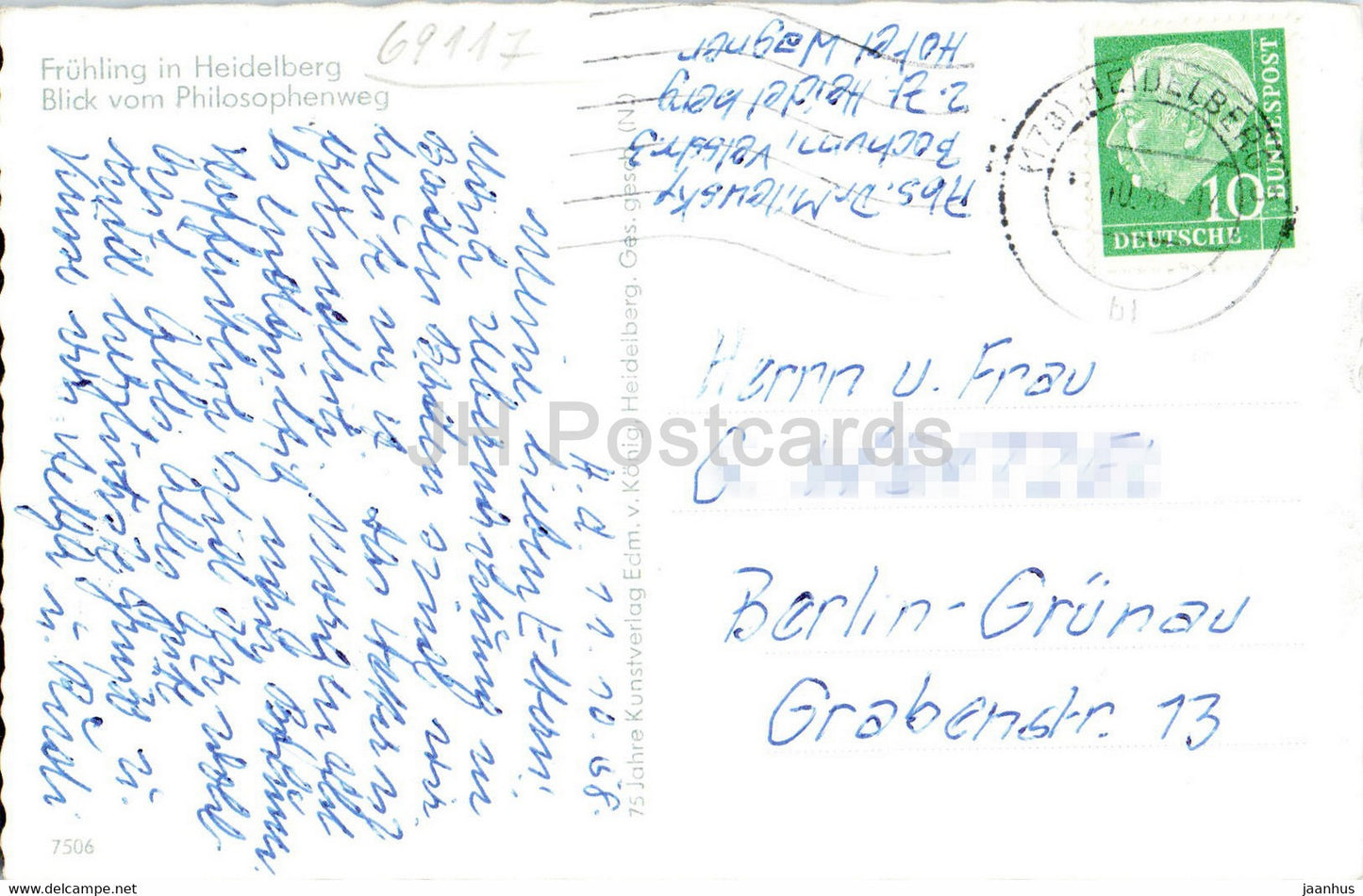 Fruhling in Heidelberg - Blick vom Philosophenweg - old postcard - 1958 - Germany - used
