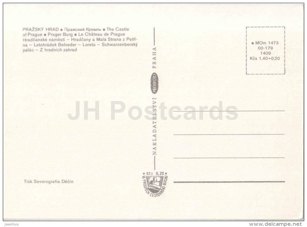 The Castle of Prague - Hradcany - Summer House Belveder - Loreta - Praha - Prague - Czechoslovakia - Czech - unused - JH Postcards