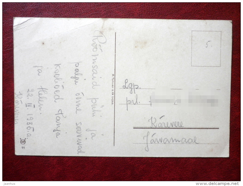 Easter Greeting Card - dogs - eggs - WO 11 - circulated in 1935 - Estonia - used - JH Postcards