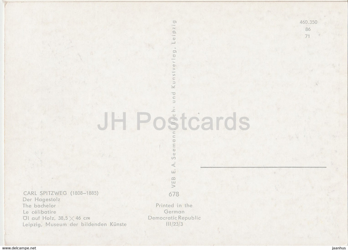 painting by Carl Spitzweg - Der Hagestolz - The Bachelor - 678 - German art - Germany DDR - unused