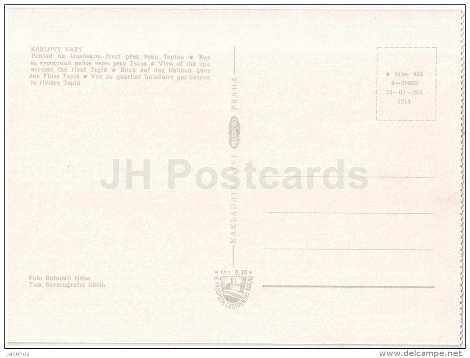 Karlovy Vary - Karlsbad - spa - view of the spa across the river Tepla - Czechoslovakia - Czech - unused - JH Postcards