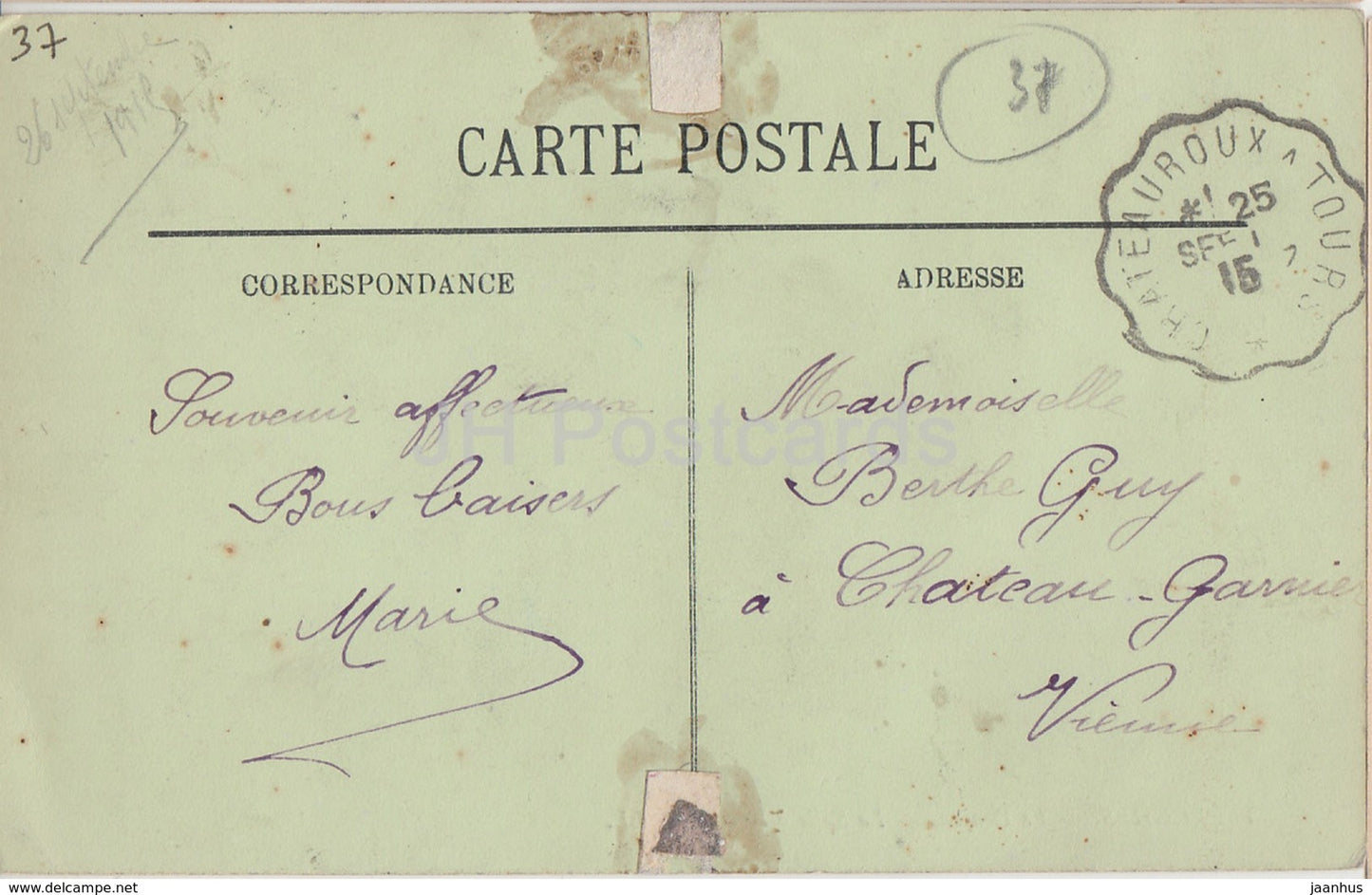 Loches - Le Donjon - La Salle d'Armes - castle - 35 - old postcard - 1915 - France - used