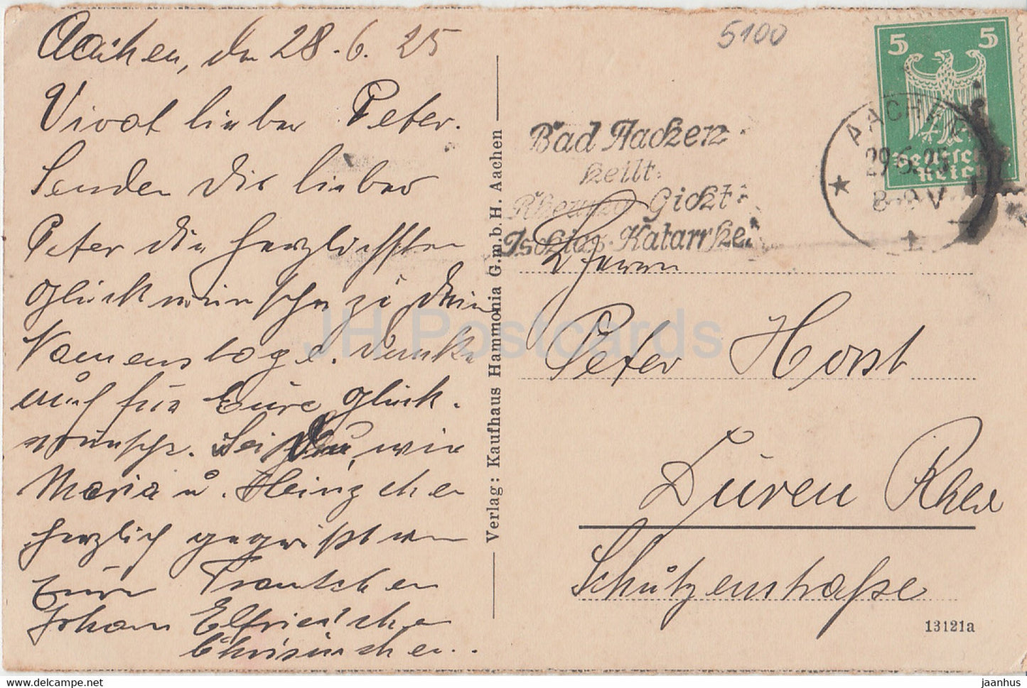 Bad Aachen - Kaiserplatz - carte postale ancienne - 1925 - Allemagne - utilisé