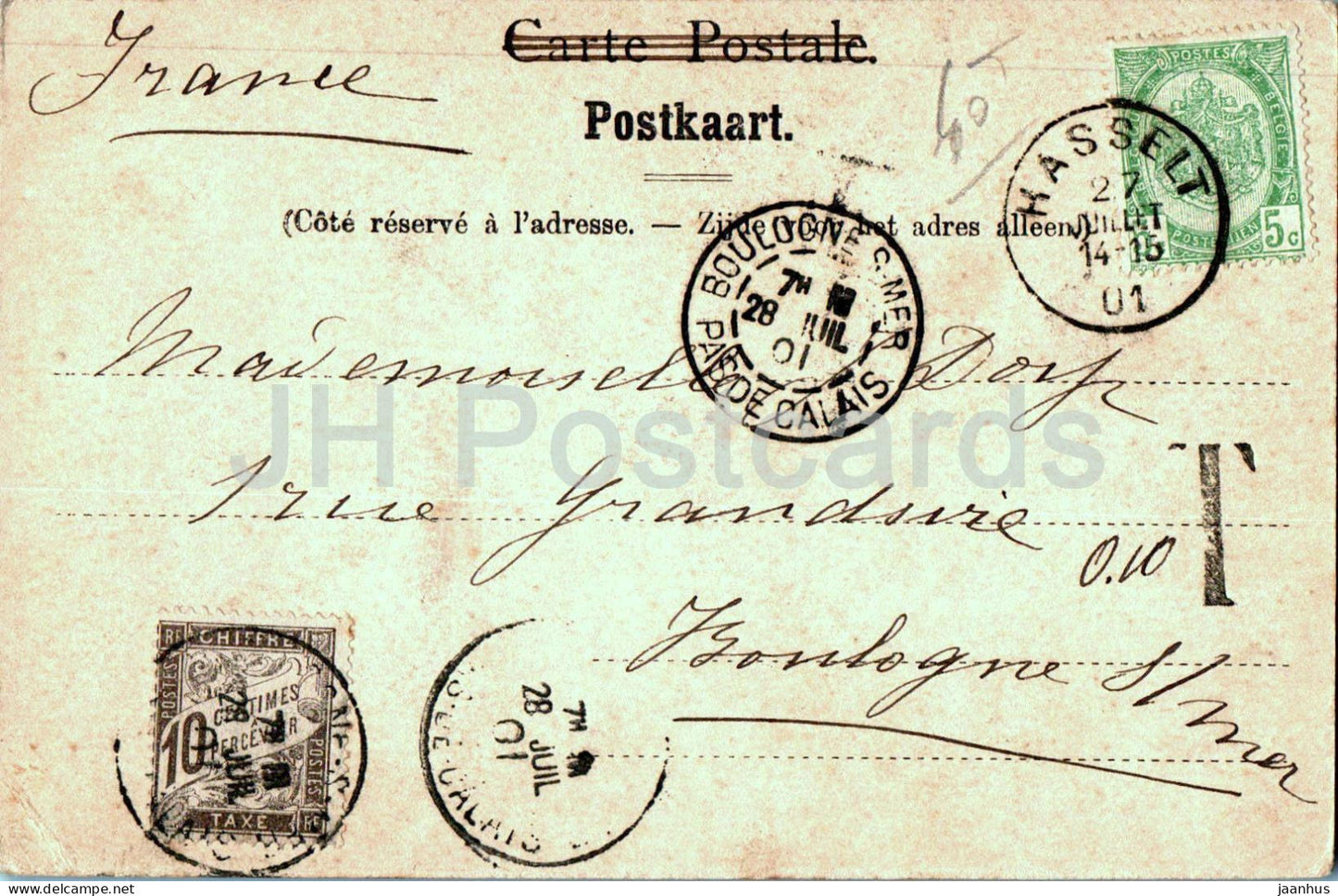 Souvenir de Hasselt - Le Demer - 3 - carte postale ancienne - 1901 - Belgique - occasion