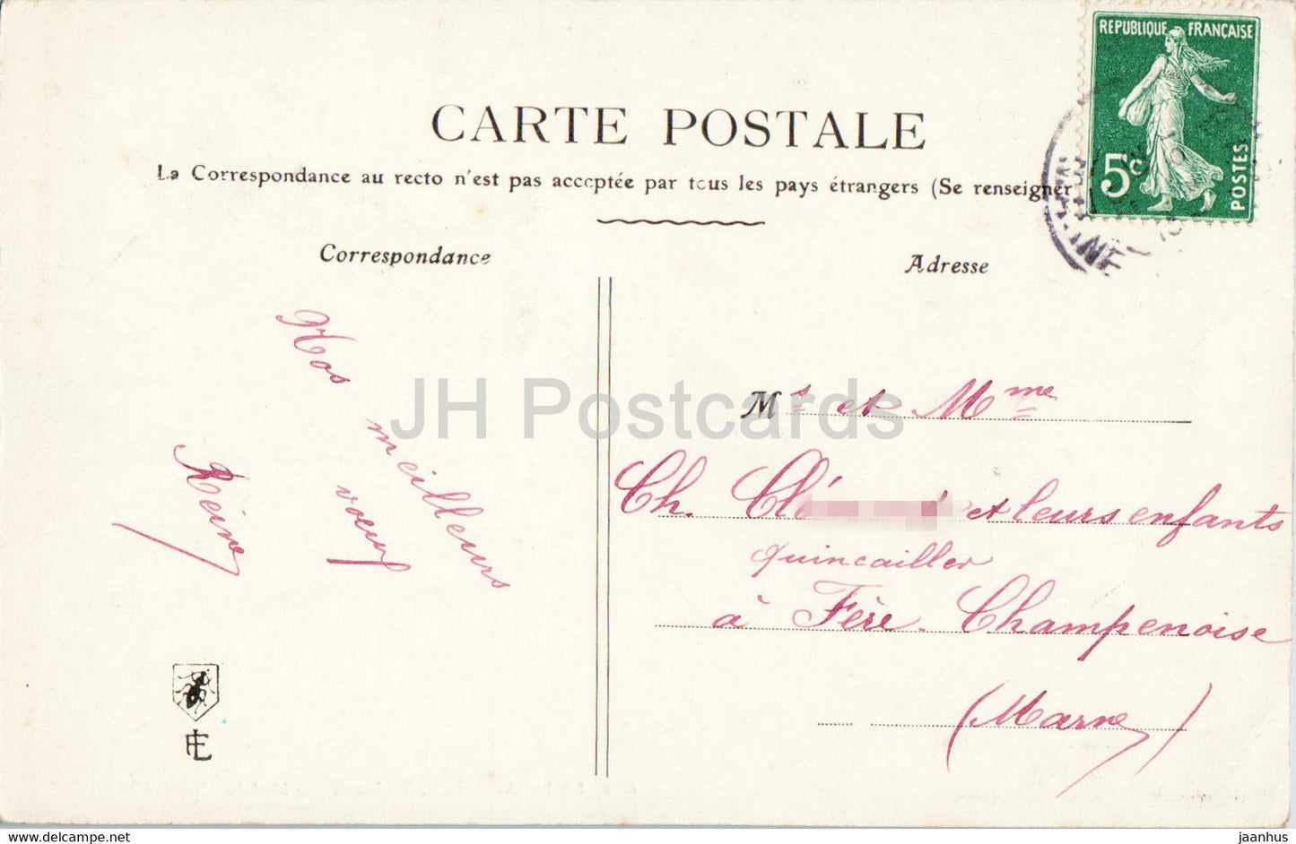 Birthday Greeting Card - Bonne Annee - illustration - 46 - old postcard - France - used