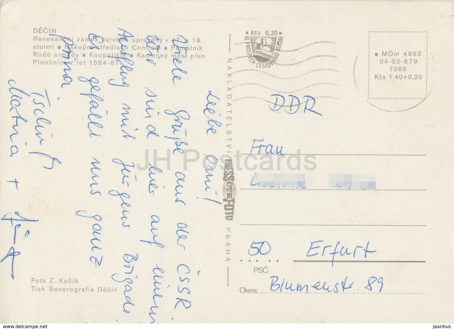 Decin - Schloss - Einkaufszentrum - Denkmal der Roten Armee - Pool Multiview - Tschechoslowakei - Tschechische Republik - gebraucht