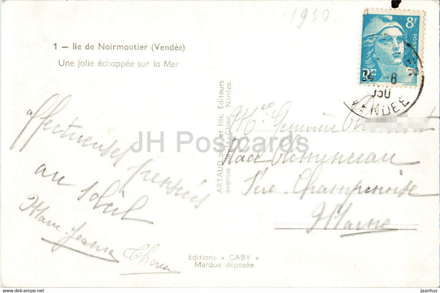 Ile de Noirmoutier - Une Jolie echappee sur la Mer - 1 - old postcard - 1950 - France - used