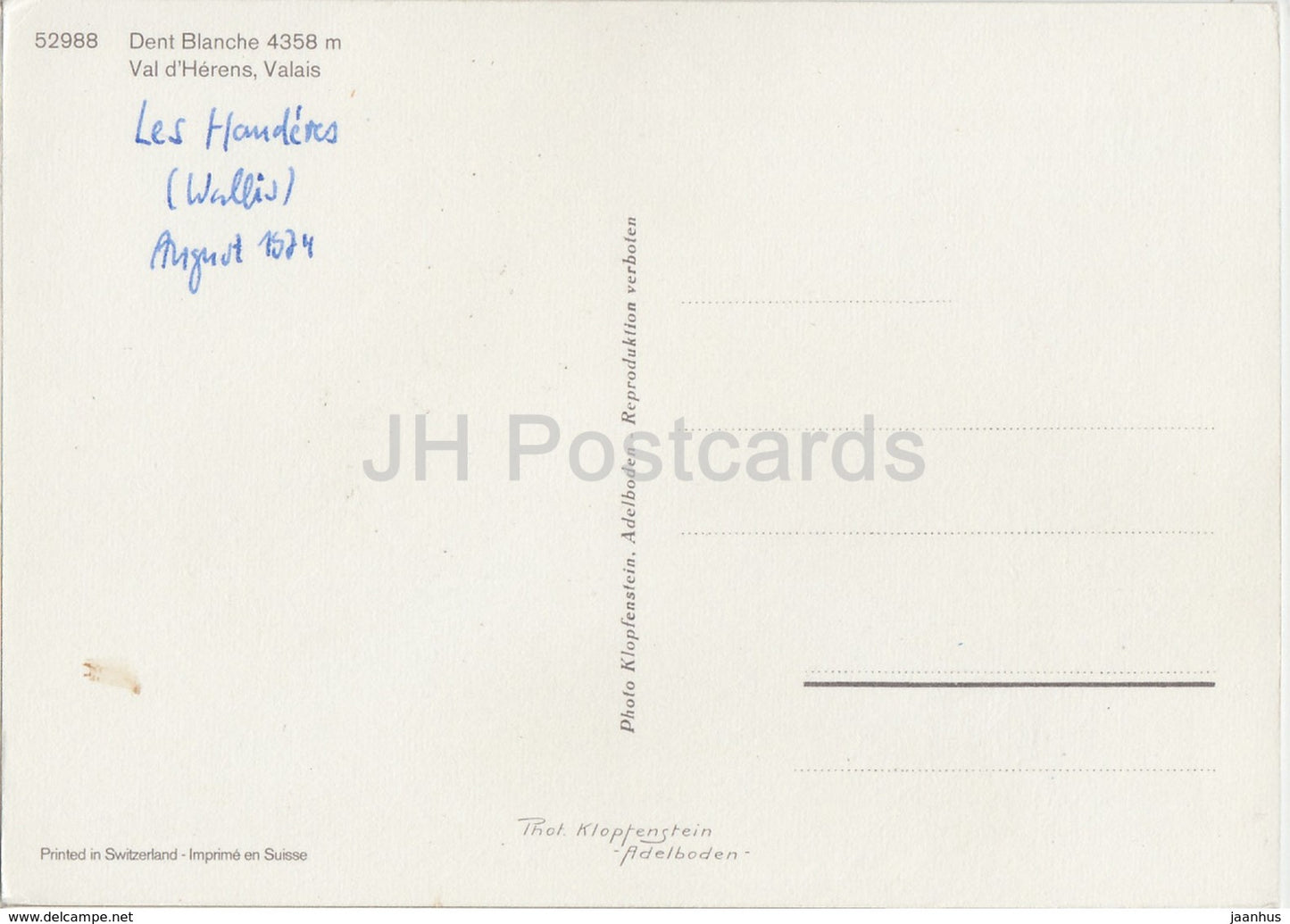 Dent Blanche 4358 m - Val d'Herens - 52988 - 1974 - Suisse - occasion