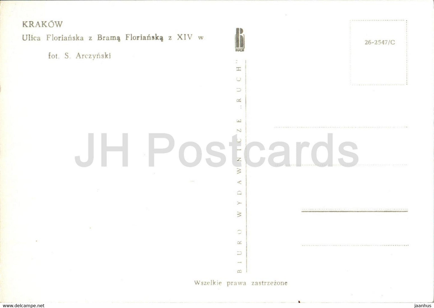 Krakow - ulica Florianska z Brama Florianska - Florianska Street with Florianska Gate - Poland - unused