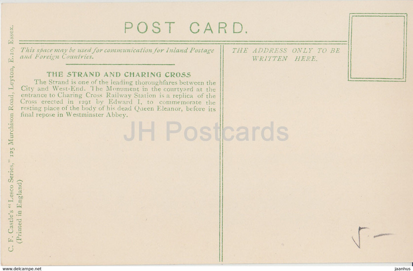 Londres - The Strand and Charing Cross - Lesco Series - bus - voiture - carte postale ancienne - Angleterre - Royaume-Uni - inutilisé