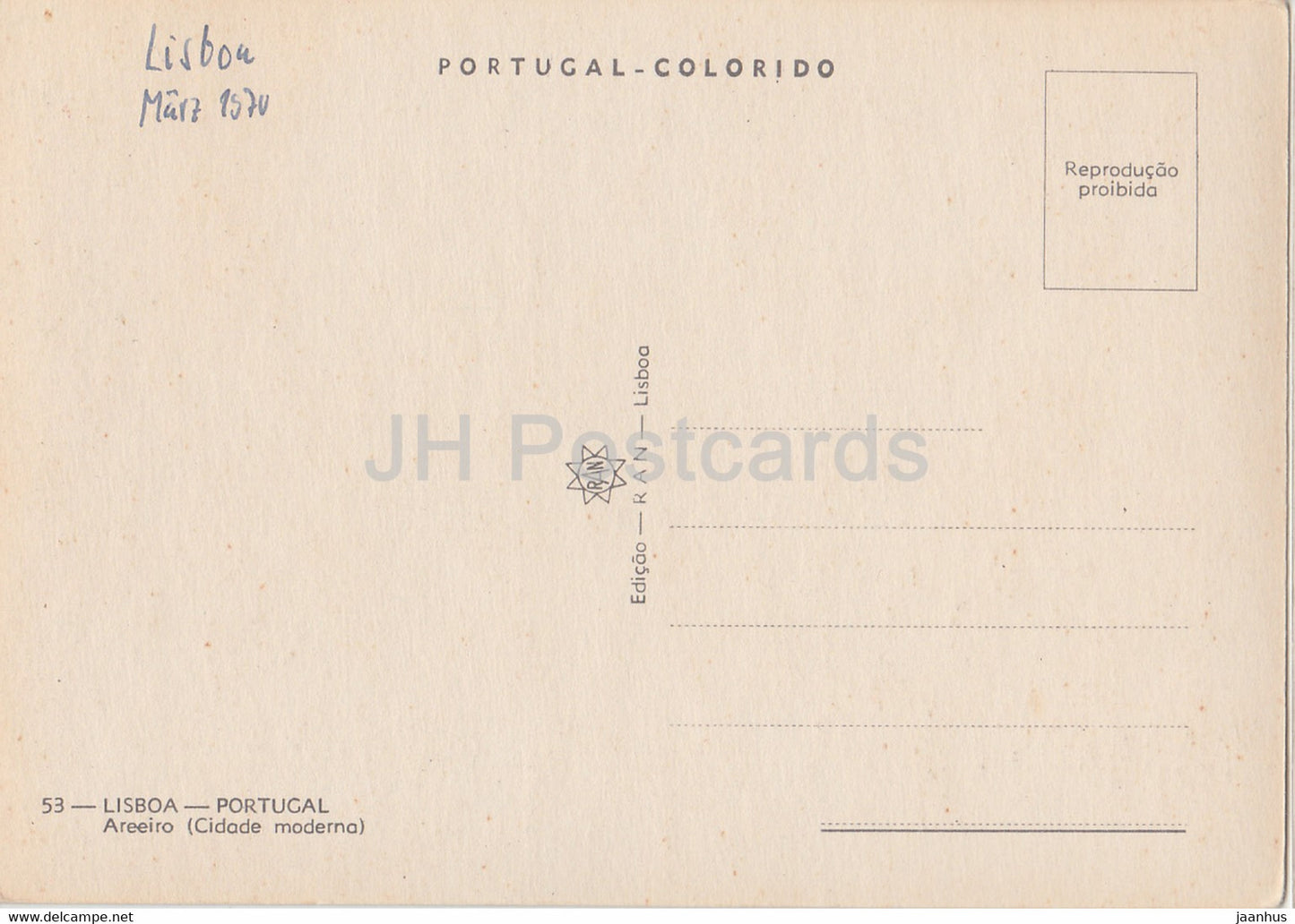 Lissabon - Lisboa - Areeiro - Cidade Moderna - Auto - 53 - 1970 - Portugal - gebraucht