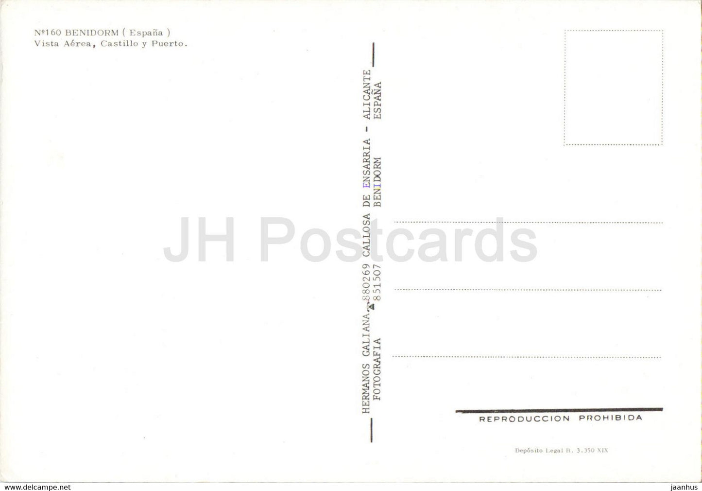 Benidorm - Vista Aerea - Castillo y Puerto - 160 - Espagne - inutilisé