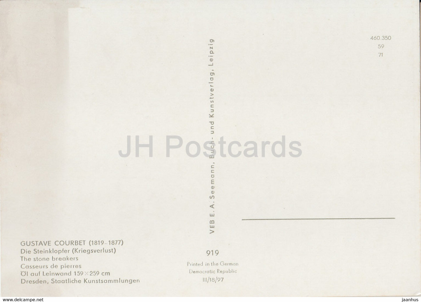 painting by Gustave Courbet - Die Steinklopfer - The stone breakers - French art - Germany DDR - unused